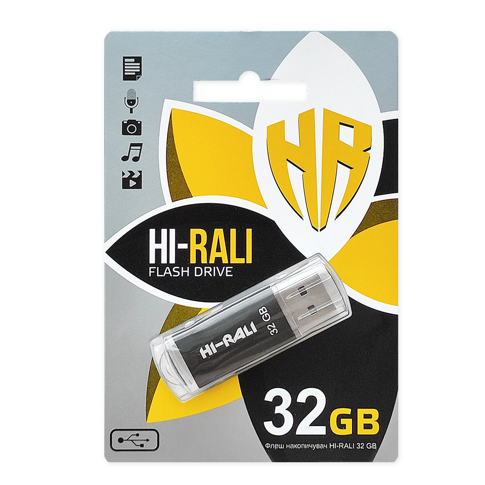 Флеш-накопичувач USB 32GB Hi-Rali Rocket Series Black (HI-32GBVCBK)